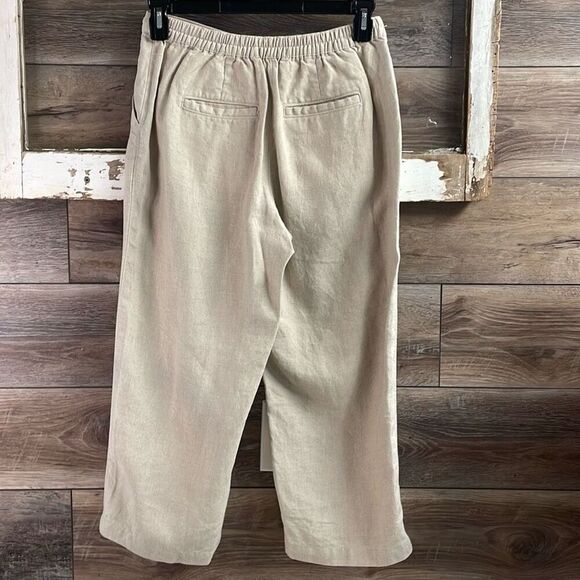 L.L. Bean Women’s Khaki Linen Classic Fit Straight Button Zip Leg Pants Sz 10 - Picture 3 of 10